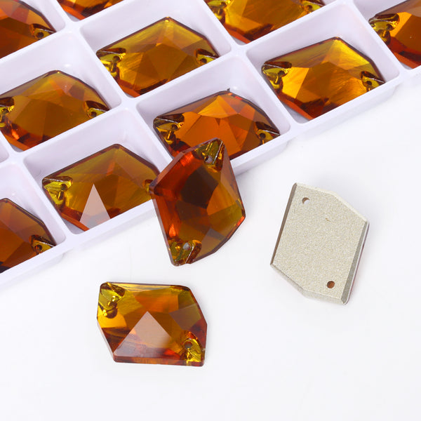 Tangerine Cosmic Shape High Quality Glass Sew-on Rhinestones WholesaleRhinestone