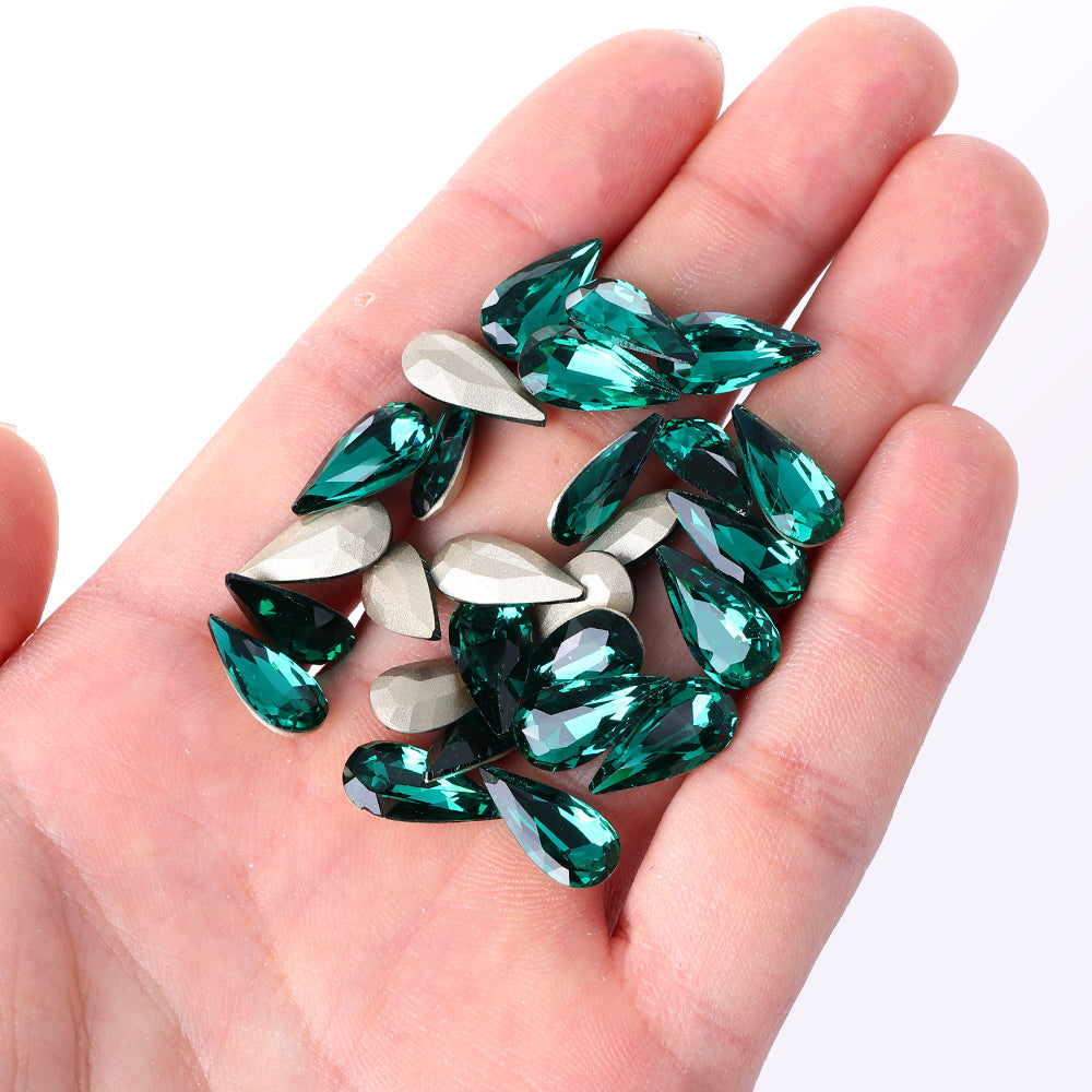 Smaragd tårnform form af høj kvalitet glas pegede tilbage fancy rhinestones Sekundært billede