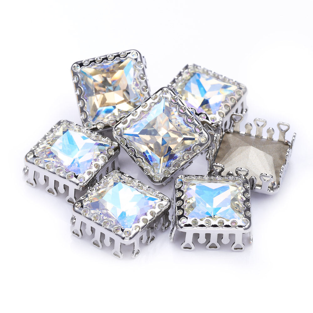 Moonlight Princess Square Shape High-Quality Glass Sew-on Nest Hollow Claw Rhinestones WholesaleRhinestone