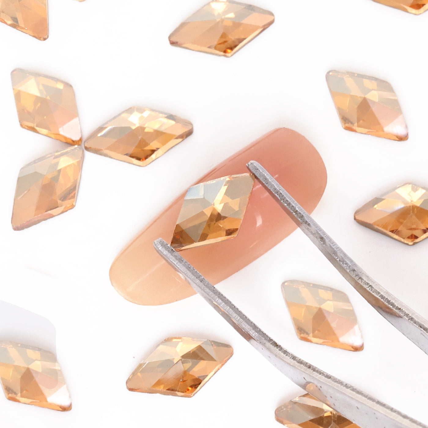 Rhombus Form Golden Shadow Glass Flat Back Fancy Rhinestones Sekundär produktbild