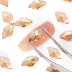 Rhombus Shape Golden Shadow Glass Flat Back Fancy Rhinestones