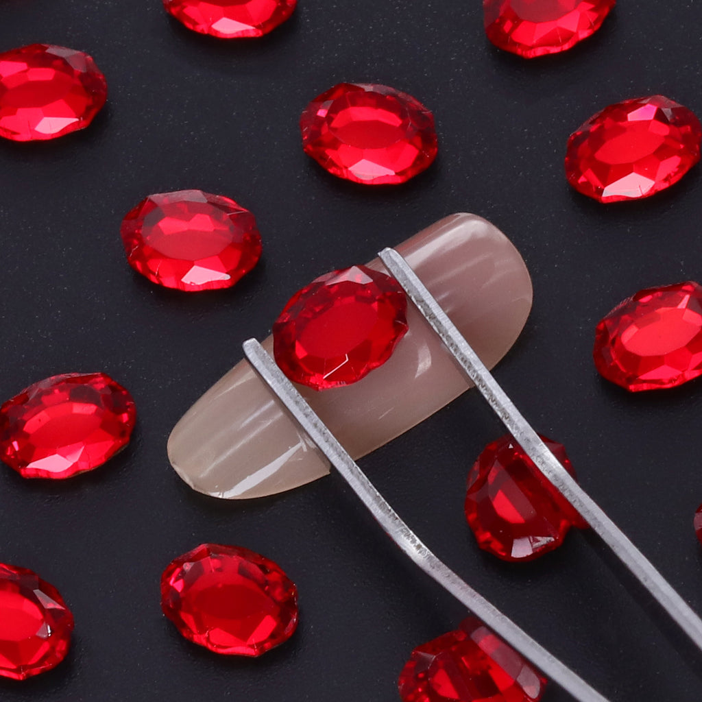 Red/Siam Magic Mirror Shape Pointed Back Fancy Rhinestones For Nail Art