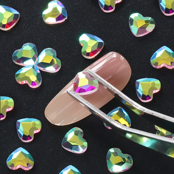 Heart Shape Crystal AB Unfoiled Flat Back Fancy Rhinestones