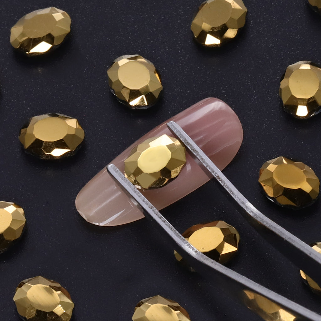 Mine Gold Magic Mirror Shape Pointed Back Fancy Rhinestones For Nail Art