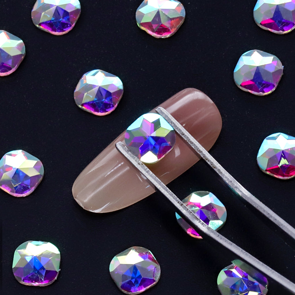 Round Square Shape Crystal AB Flat Back Fancy Rhinestones