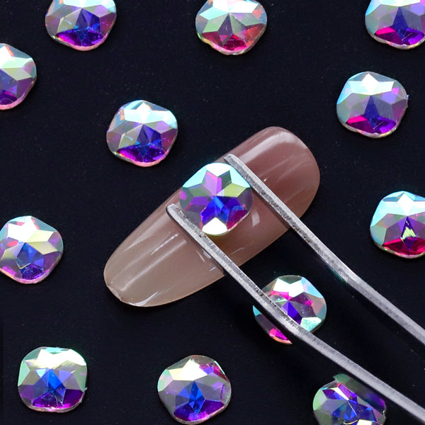 Round Square Shape Crystal AB Flat Back Fancy Rhinestones
