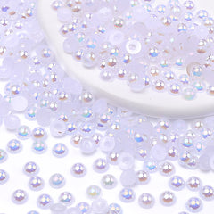 White AB Resin Flat Back Pearls Multi Sizes WholesaleRhinestone