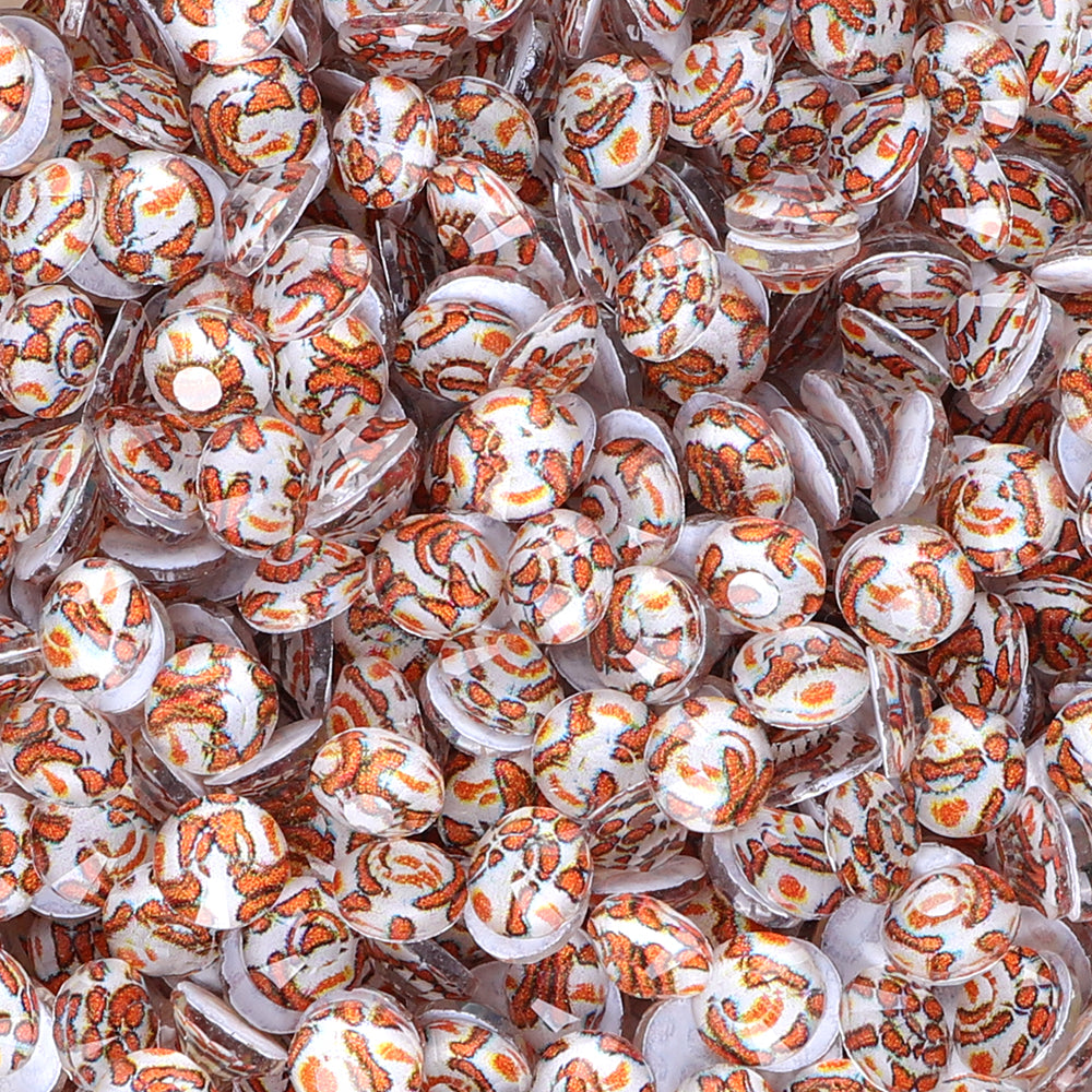 Crystal Leopard Grain Glass Flatback Rhinestones Back White Imagen secundaria del producto