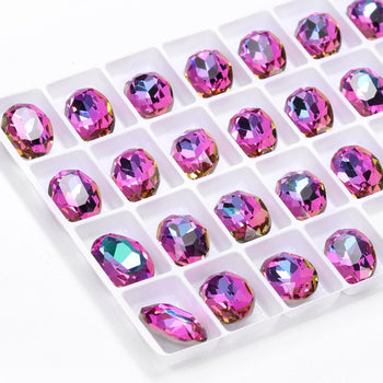Heliotrope Oval Shape High Quality Glass Pointed Back Fancy Rhinestones WholesaleRhinestone