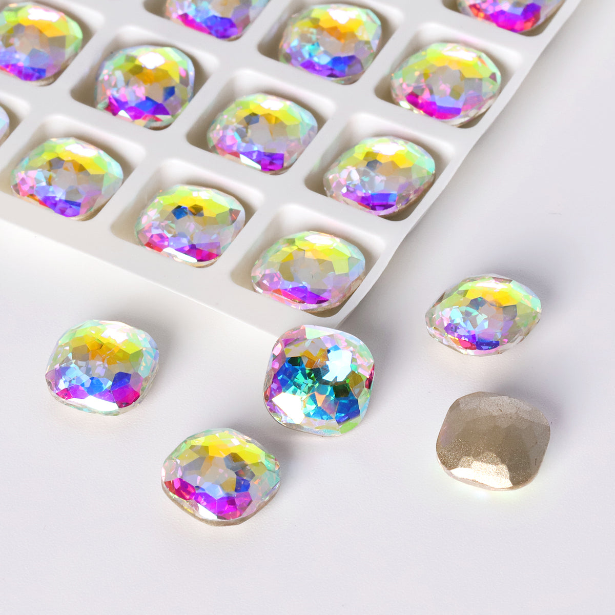 Crystal AB Dome Cushion Square Shape High Quality Glass Pointed Back Fancy Rhinestones WholesaleRhinestone