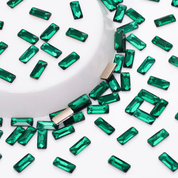 Rectangle Shape Dark Green Flat Back Fancy Rhinestones WholesaleRhinestone