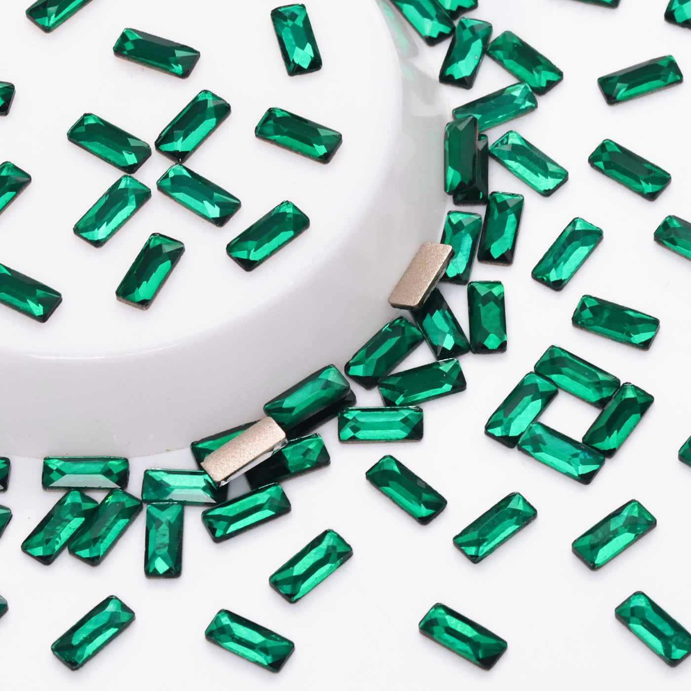 Rectangle Shape Dark Green Flat Back Fancy Rhinestones WholesaleRhinestone