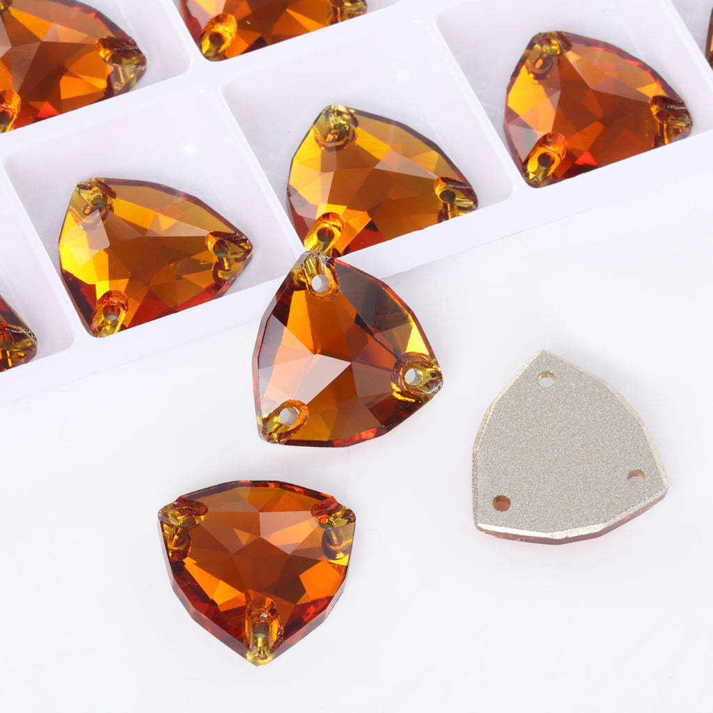 Tangerine Trilliant Shape High Quality Glass Sew-on Rhinestones WholesaleRhinestone