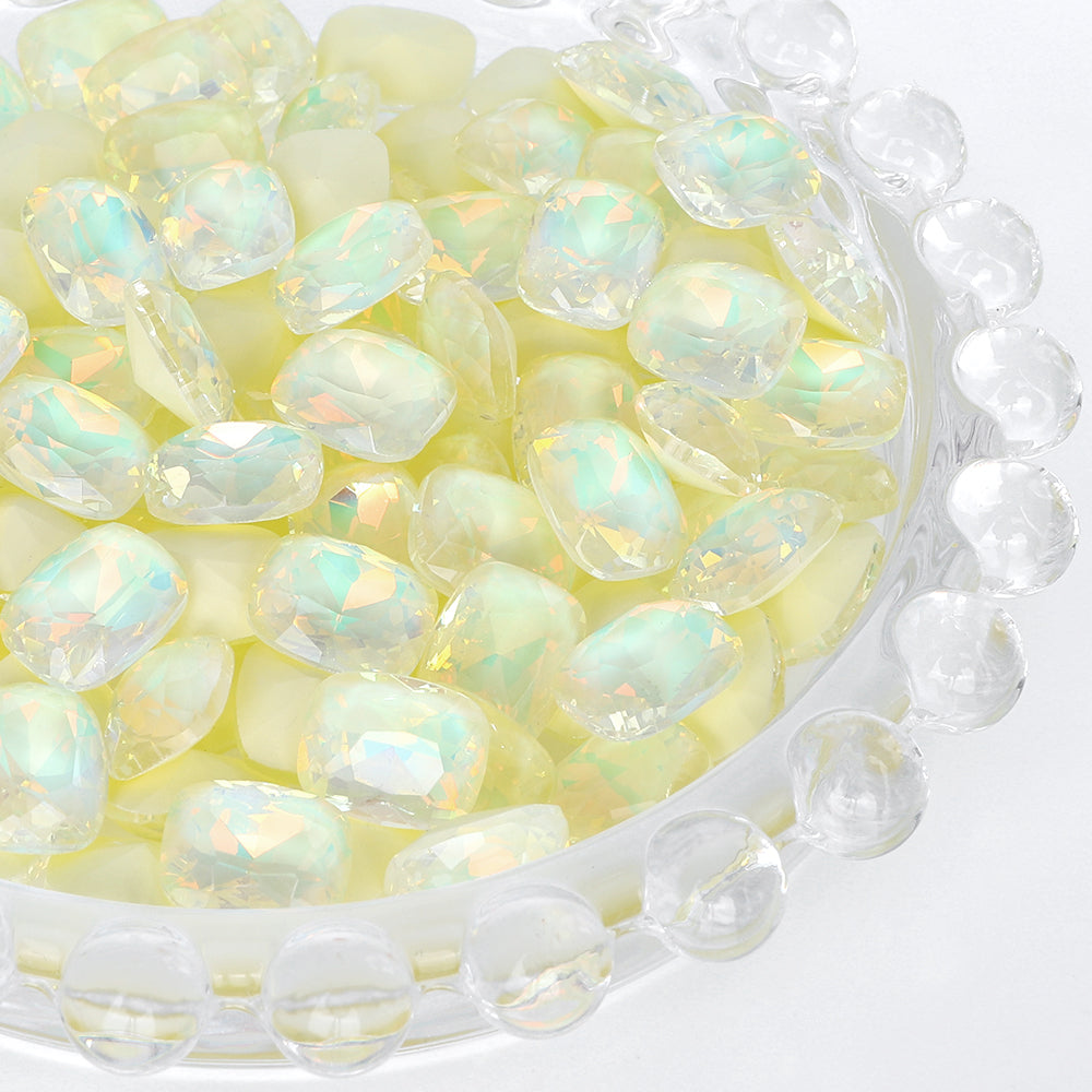 Light Yellow AM Pillow Shape Glass Pointed Back Fancy Rhinestones WholesaleRhinestone