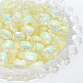 Light Yellow AM Pillow Shape Glass Pointed Back Fancy Rhinestones WholesaleRhinestone