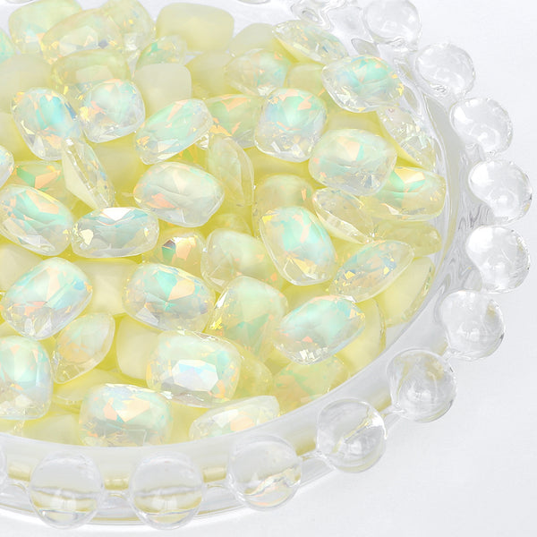 Light Yellow AM Pillow Shape Glass Pointed Back Fancy Rhinestones WholesaleRhinestone