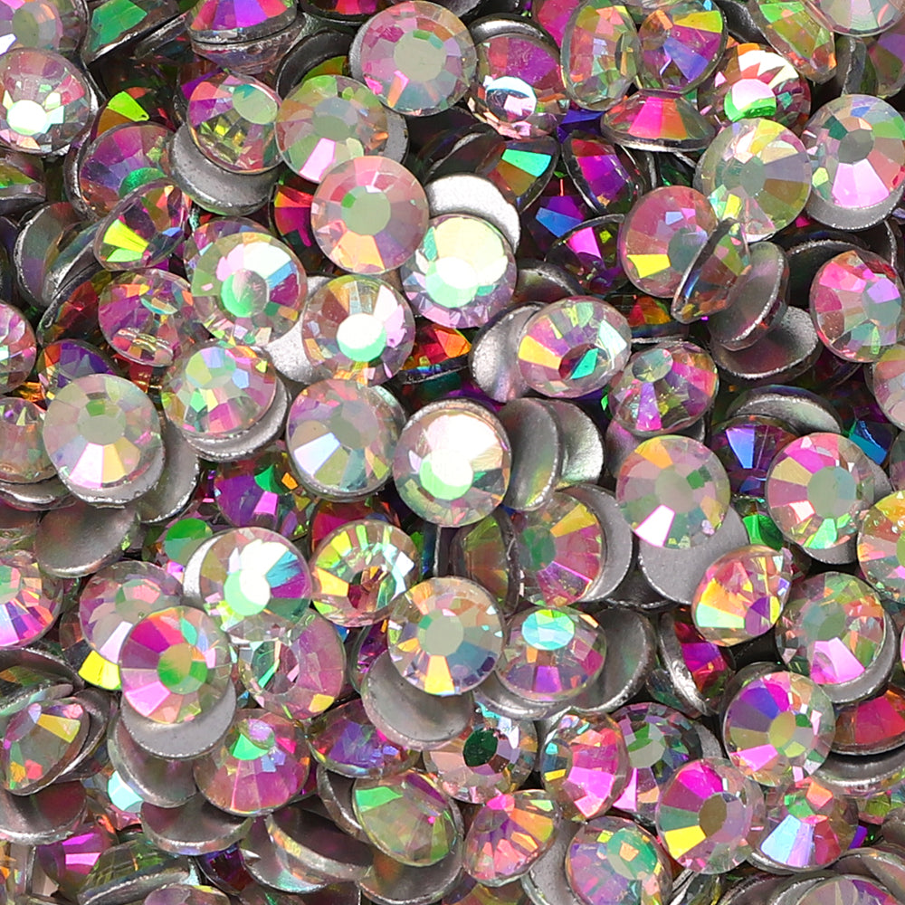 Glitter Pink Glass FlatBack Rhinestones Silver Back Secondary image