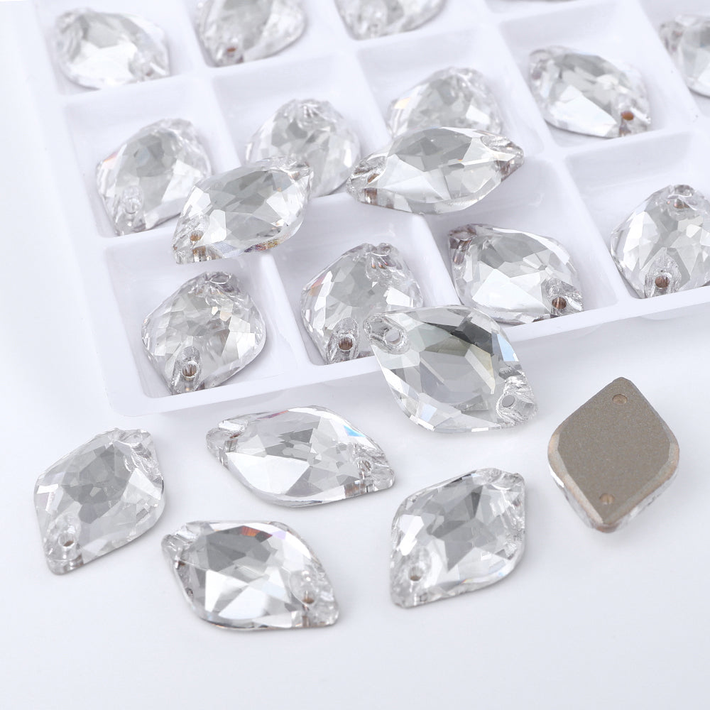 Silver Shade Lemon Shape High Quality Glass Sew-on Rhinestones WholesaleRhinestone