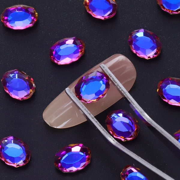 Blue Volcano Magic Mirror Shape Pointed Back Fancy Rhinestones For Nail Art