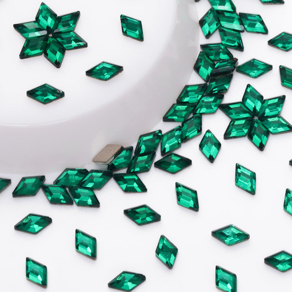 Rhombus Shape Dark Green Flat Back Fancy Rhinestones WholesaleRhinestone