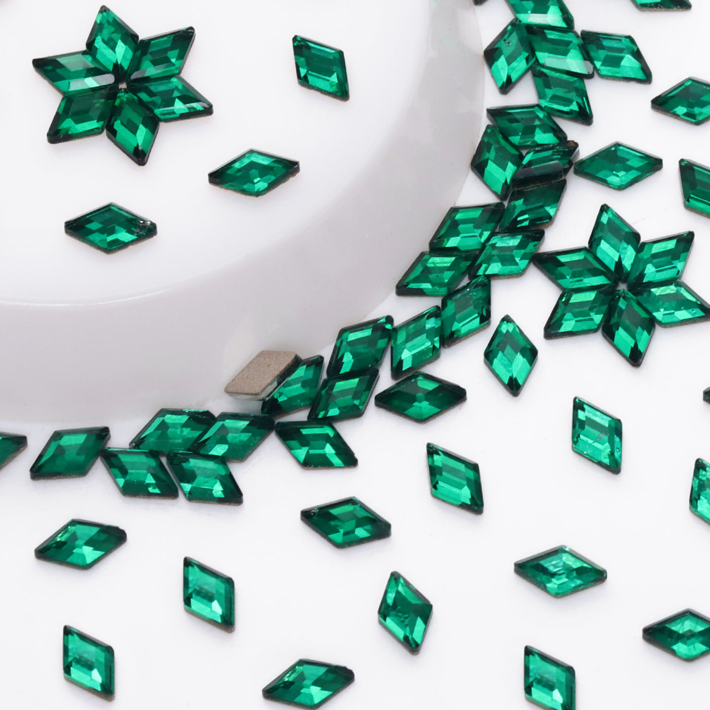 Rhombus Shape Dark Green Flat Back Fancy Rhinestones WholesaleRhinestone