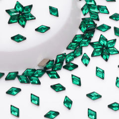 Rhombus Shape Dark Green Flat Back Fancy Rhinestones WholesaleRhinestone
