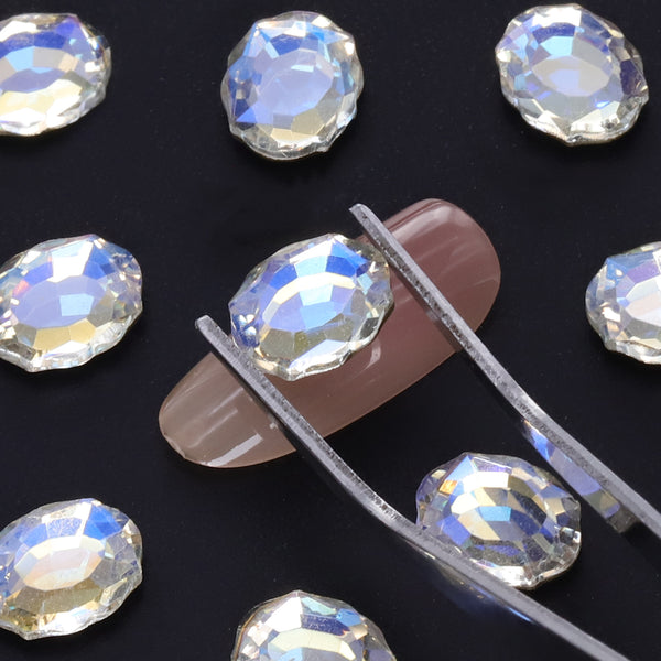 Blue Moonlight Magic Mirror Shape Pointed Back Fancy Rhinestones For Nail Art
