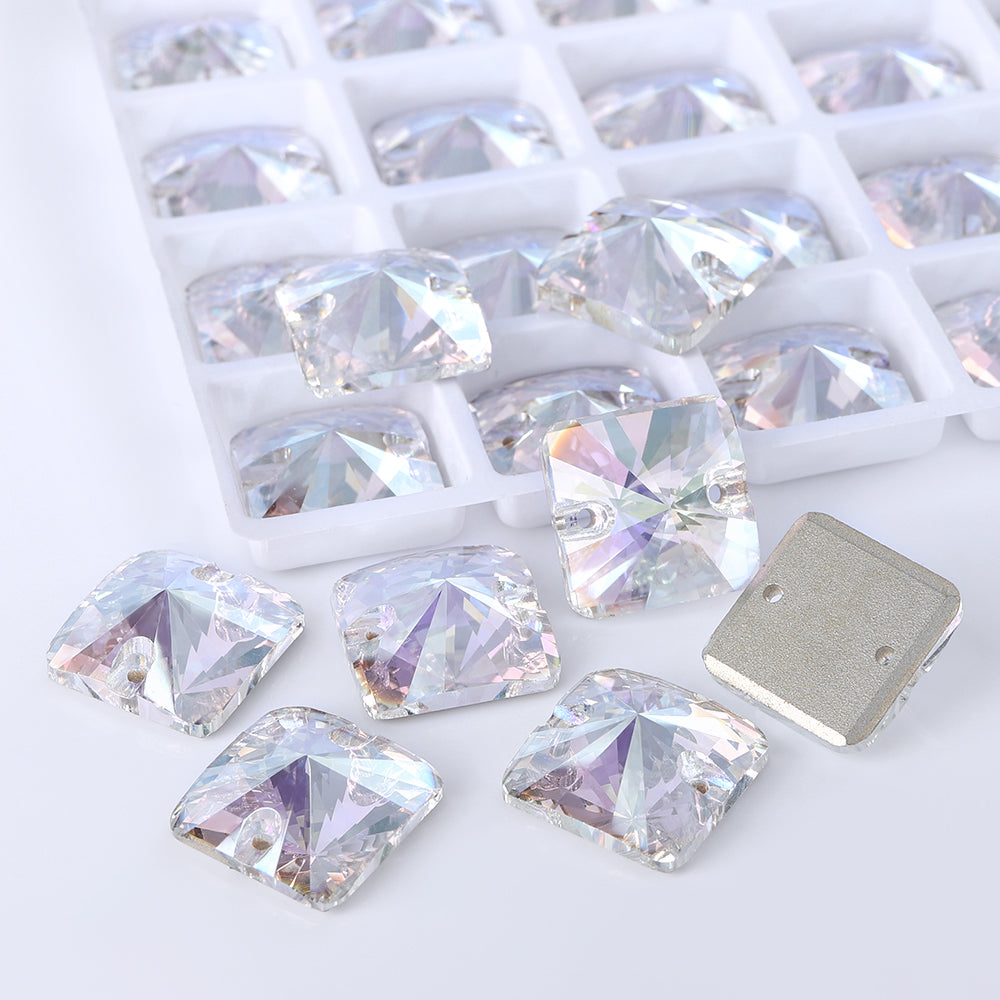 Crystal Transmission Rivoli Square Shape High Quality Glass Sew-on Rhinestones WholesaleRhinestone