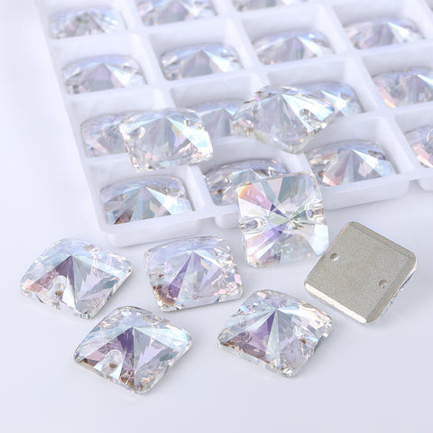 Crystal Transmission Rivoli Square Shape High Quality Glass Sew-on Rhinestones