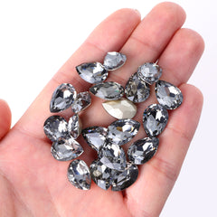 Schwarze Diamantbirnenform hochwertiges glasspitzer Rückenbilde -Fantasie -Strasssteine