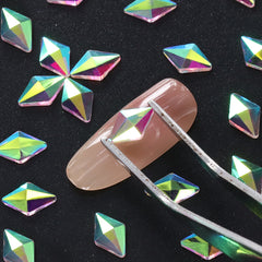 Rhombus Shape Crystal AB Unfoiled Flat Back Fancy Rhinestones