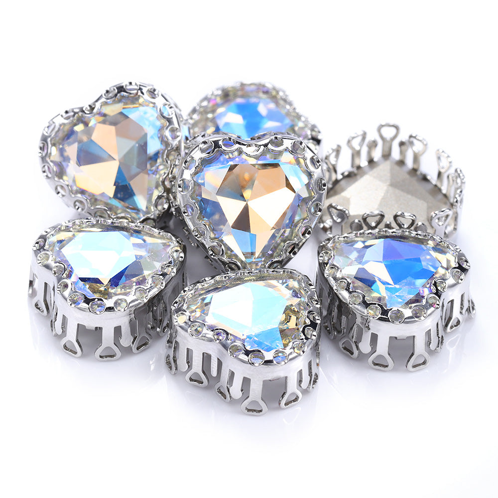 Moonlight Maxi Heart Shape High-Quality Glass Sew-on Nest Hollow Claw Rhinestones