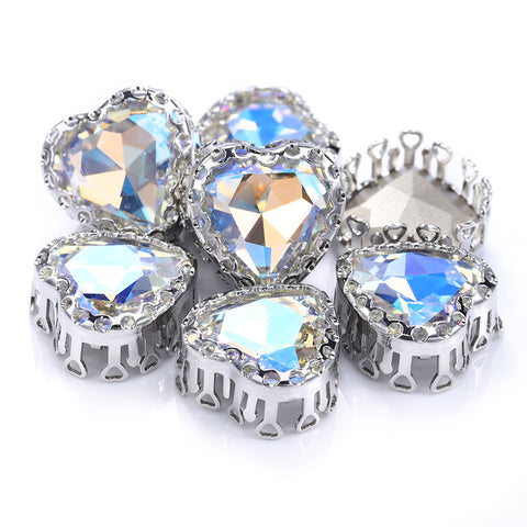 Moonlight Maxi Heart Shape High-Quality Glass Sew-on Nest Hollow Claw Rhinestones