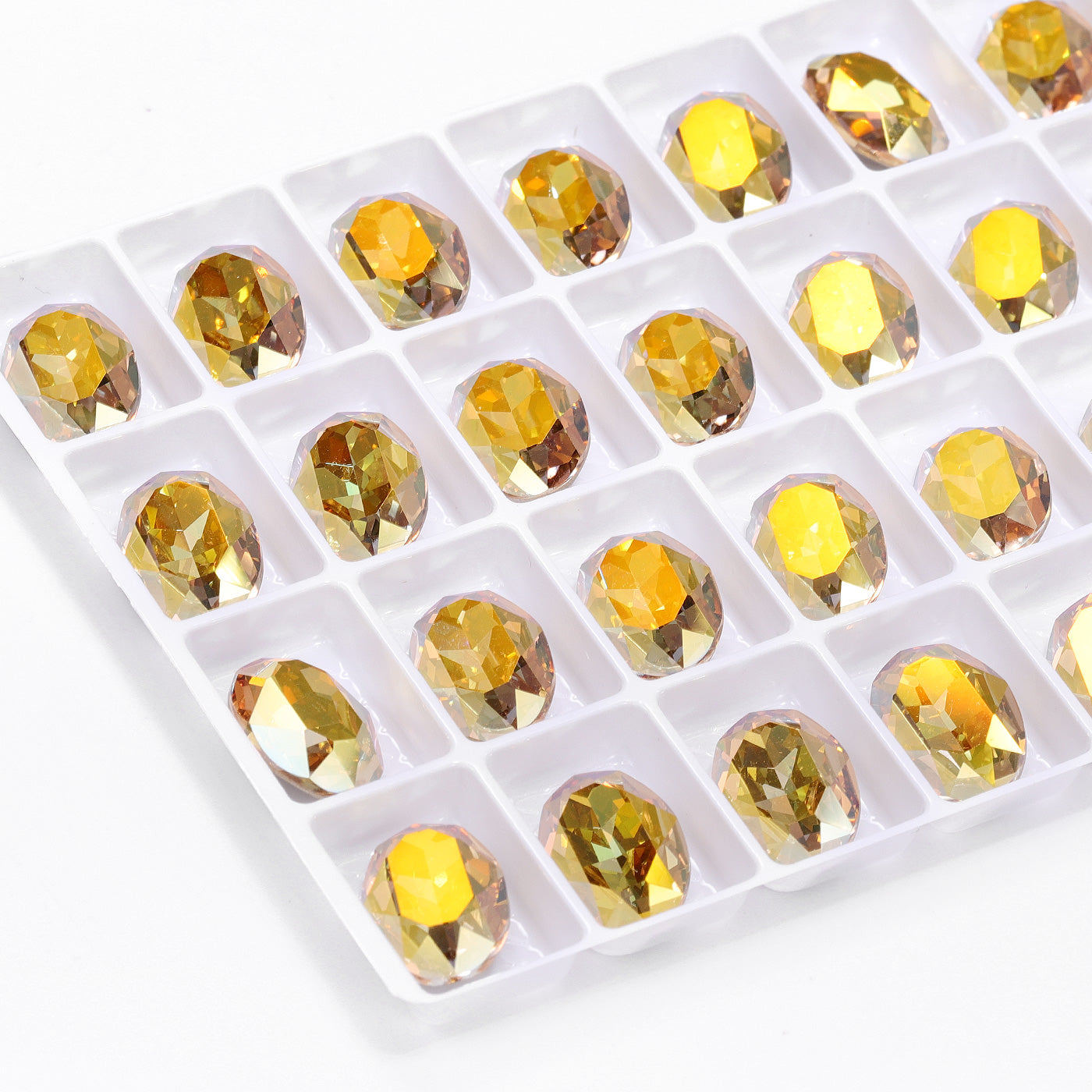 Metallic Sunshine Oval Shape High Quality Glass Pointed Back Fancy Rhinestones WholesaleRhinestone