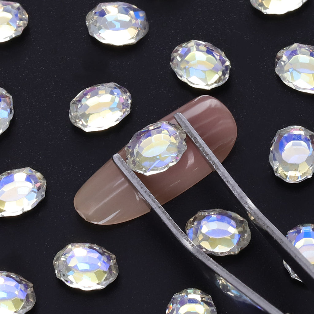 Blue Moonlight Magic Mirror Shape Pointed Back Fancy Rhinestones For Nail Art