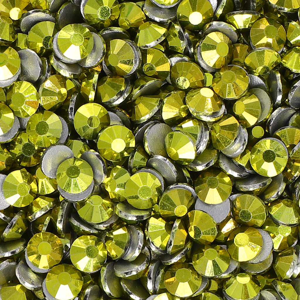 Metallic Lemon Yellow Glass FlatBack Rhinestones Silver Back WholesaleRhinestone