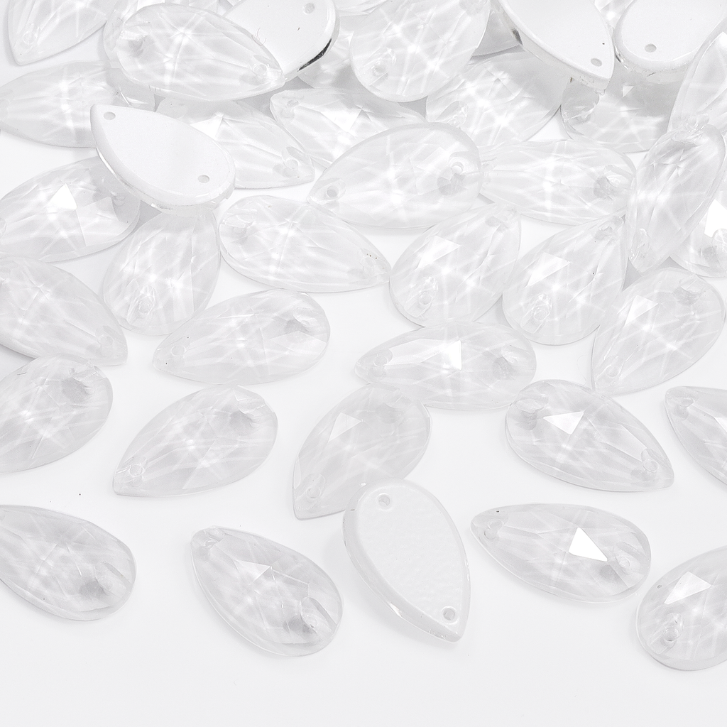 Mocha White Drop Shape High Quality Glass Sew-on Rhinestones WholesaleRhinestone