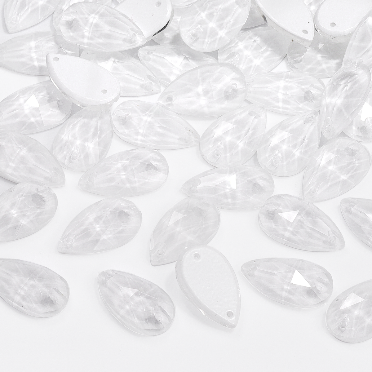 Mocha White Drop Shape High Quality Glass Sew-on Rhinestones WholesaleRhinestone