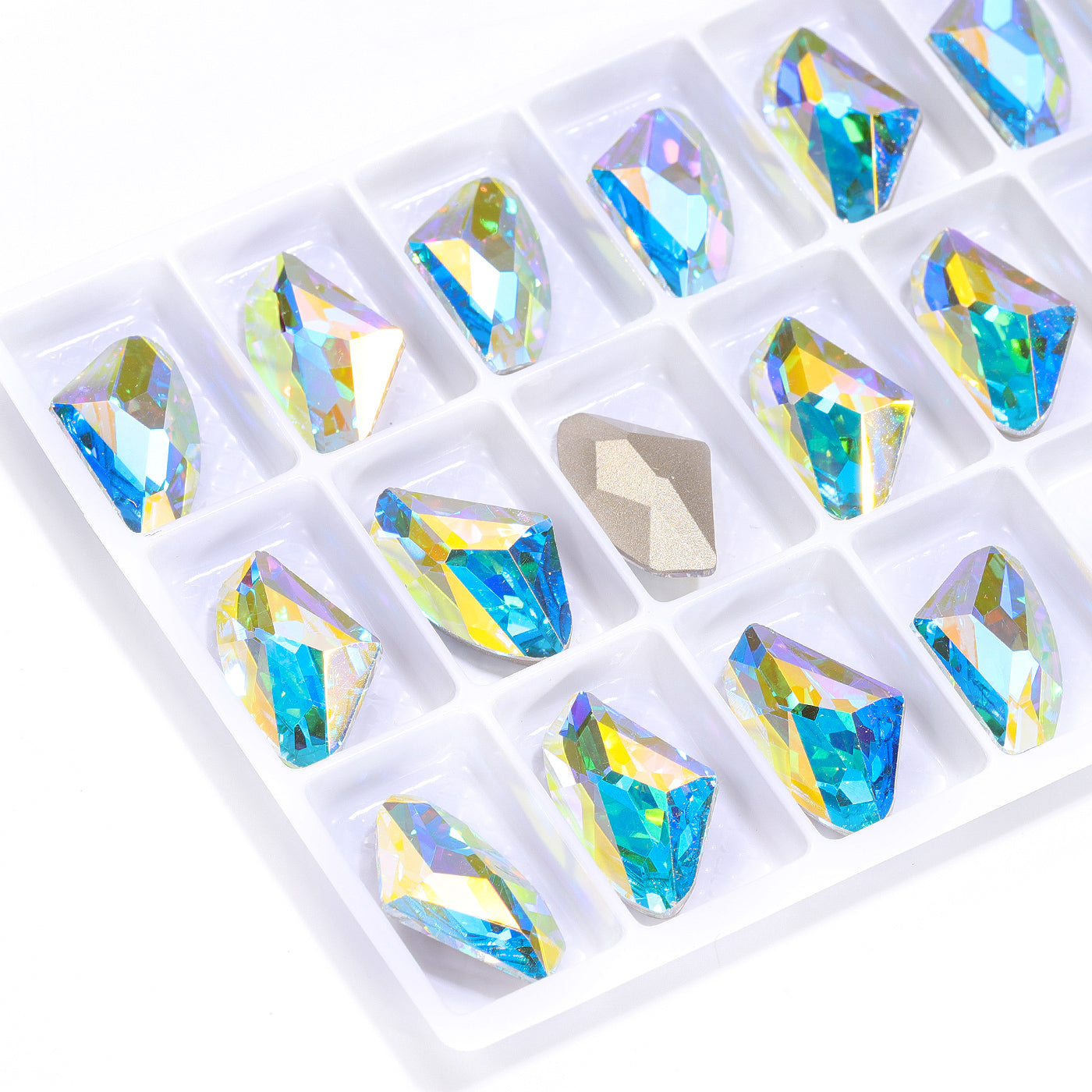 Crystal AB Galactic Shape High Quality Glass Pointed Back Fancy Rhinestones Secondary image