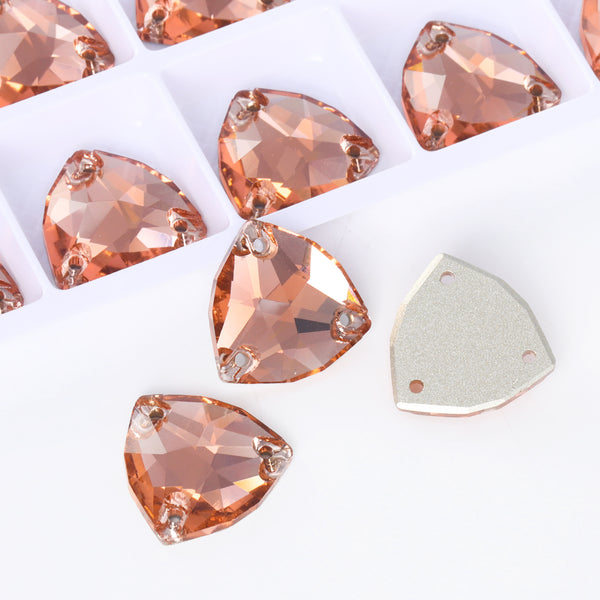 Light Peach Trilliant Shape High Quality Glass Sew-on Rhinestones WholesaleRhinestone