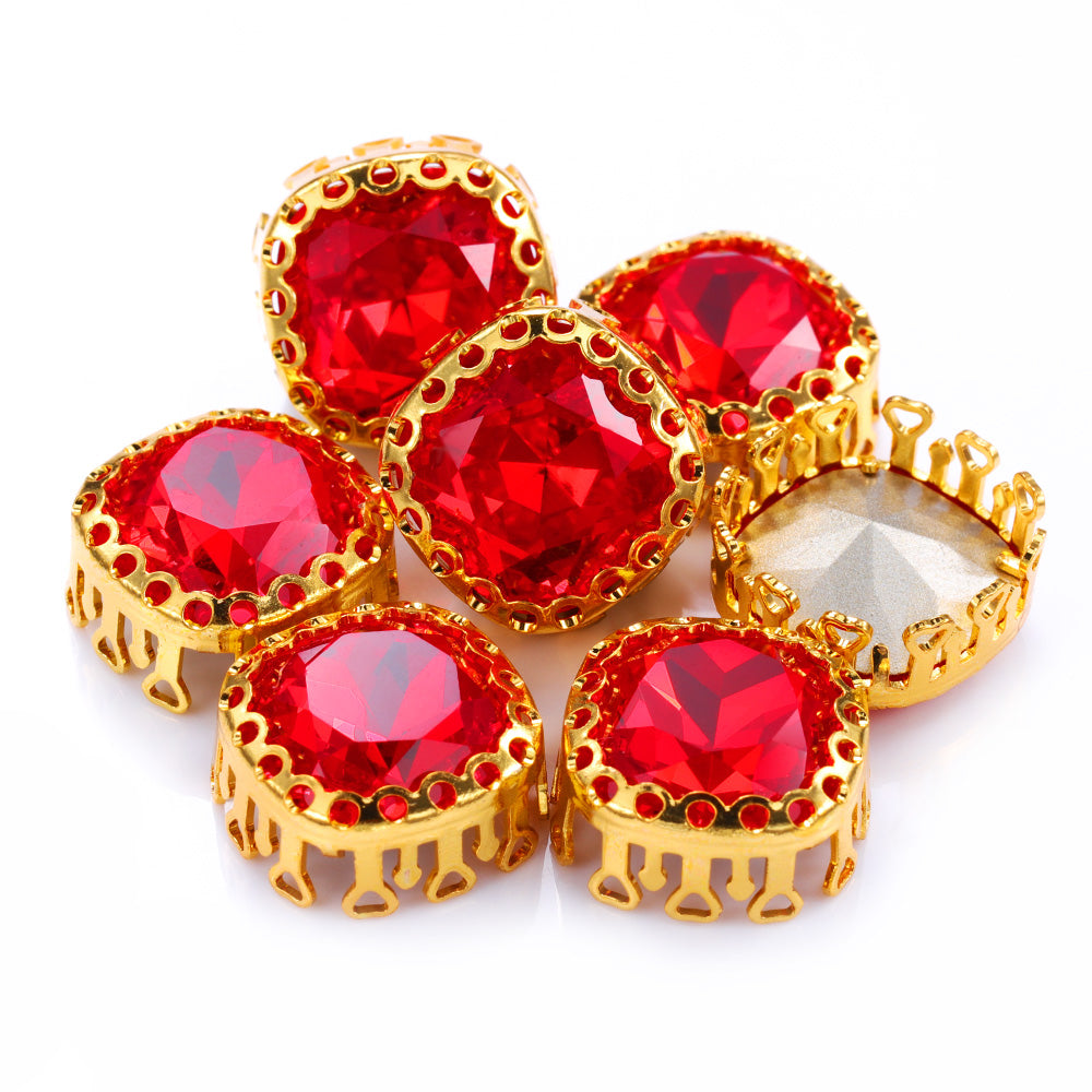 Light Siam Cushion Square Shape High-Quality Glass Sew-on Nest Hollow Claw Rhinestones WholesaleRhinestone Main image