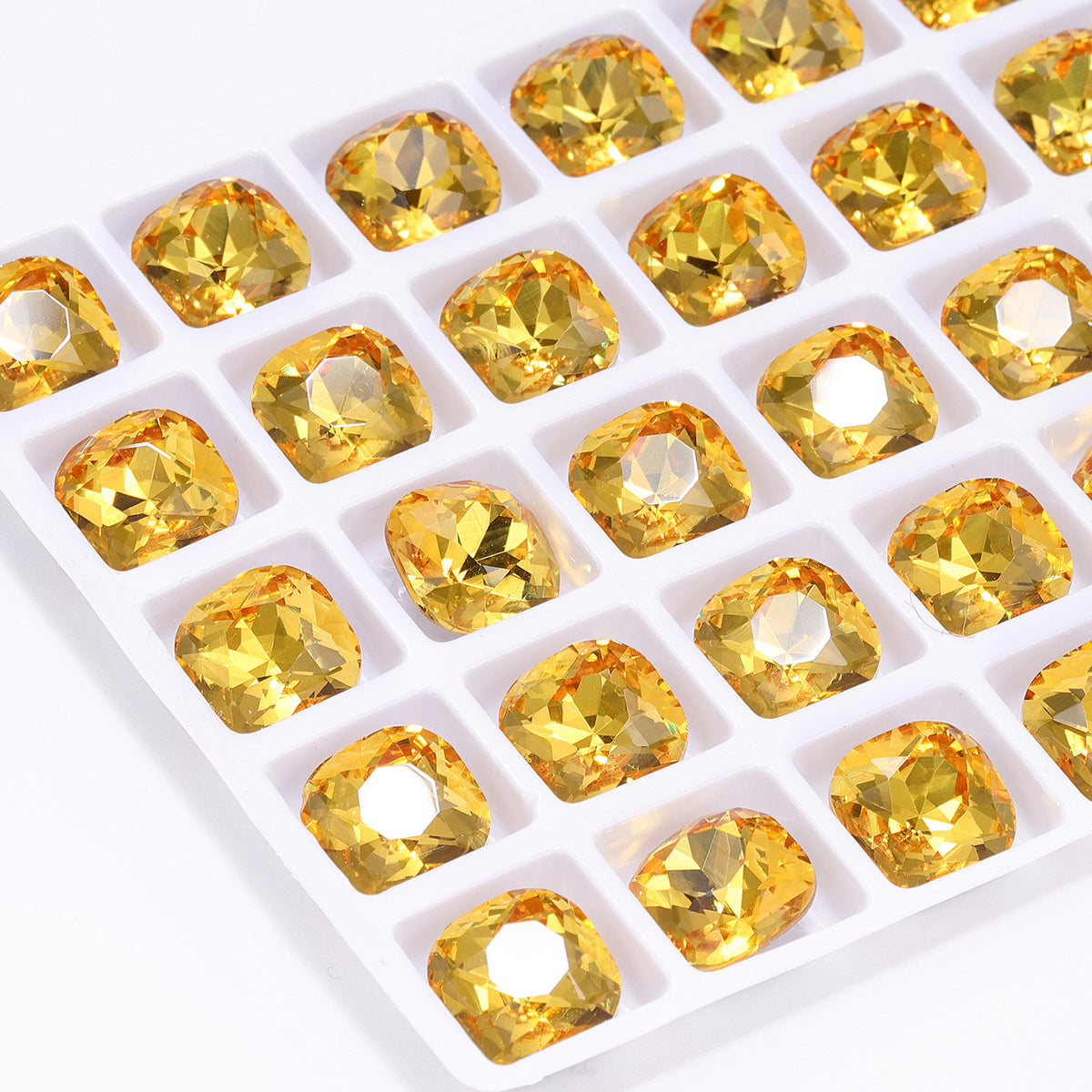 Light Topaz Cushion Square Shape High Quality Glass Pointed Back Fancy Rhinestones WholesaleRhinestone