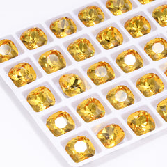 Leichte Topaz Kissen quadratische Form hochwertiger glasspitzer Rücken -Fantasie -Strass -Strasssteine