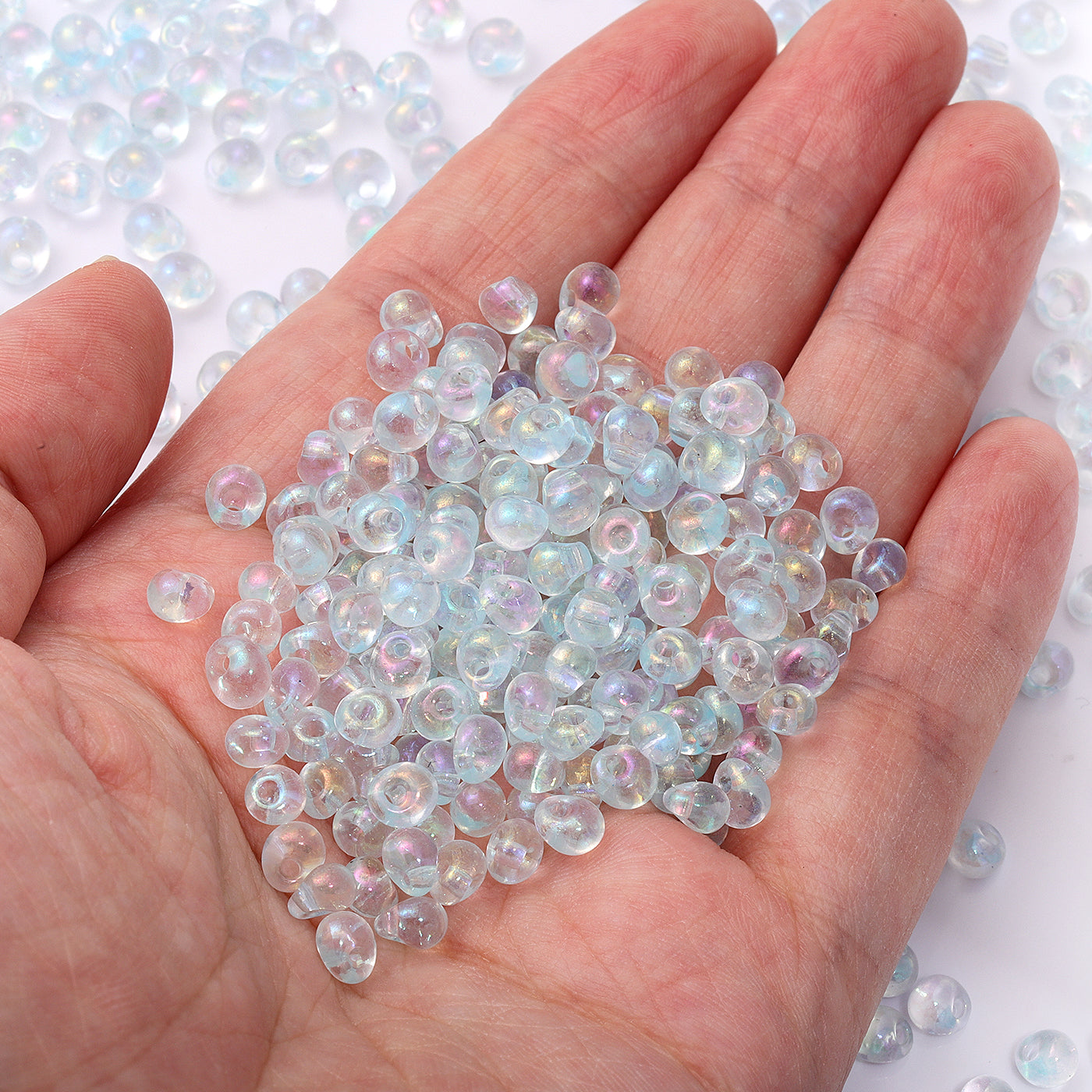 TMAB004 Transparent AB Drop Shape Glass Seed Beads Secondary image