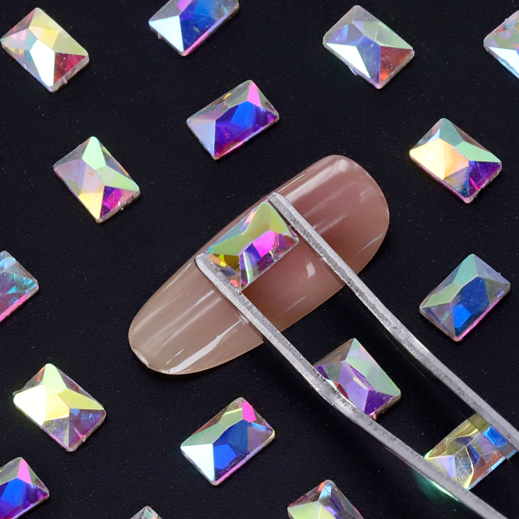 Rectangle Shape Crystal AB Flat Back Fancy Rhinestones