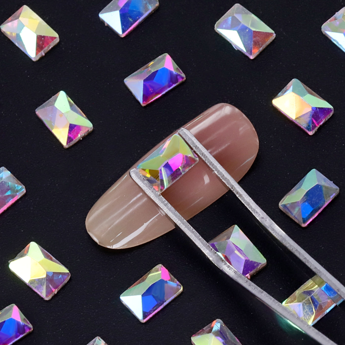 Rectangle Shape Crystal AB Flat Back Fancy Rhinestones