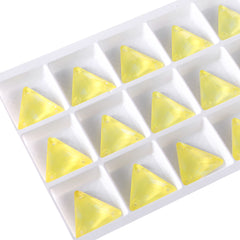 Electric Neon Light Topaz Triangle Shape High Quality Glass Sew-on Rhinestones