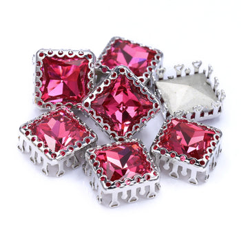 Rose Princess Square Shape High-Quality Glass Sew-on Nest Hollow Claw Rhinestones WholesaleRhinestone