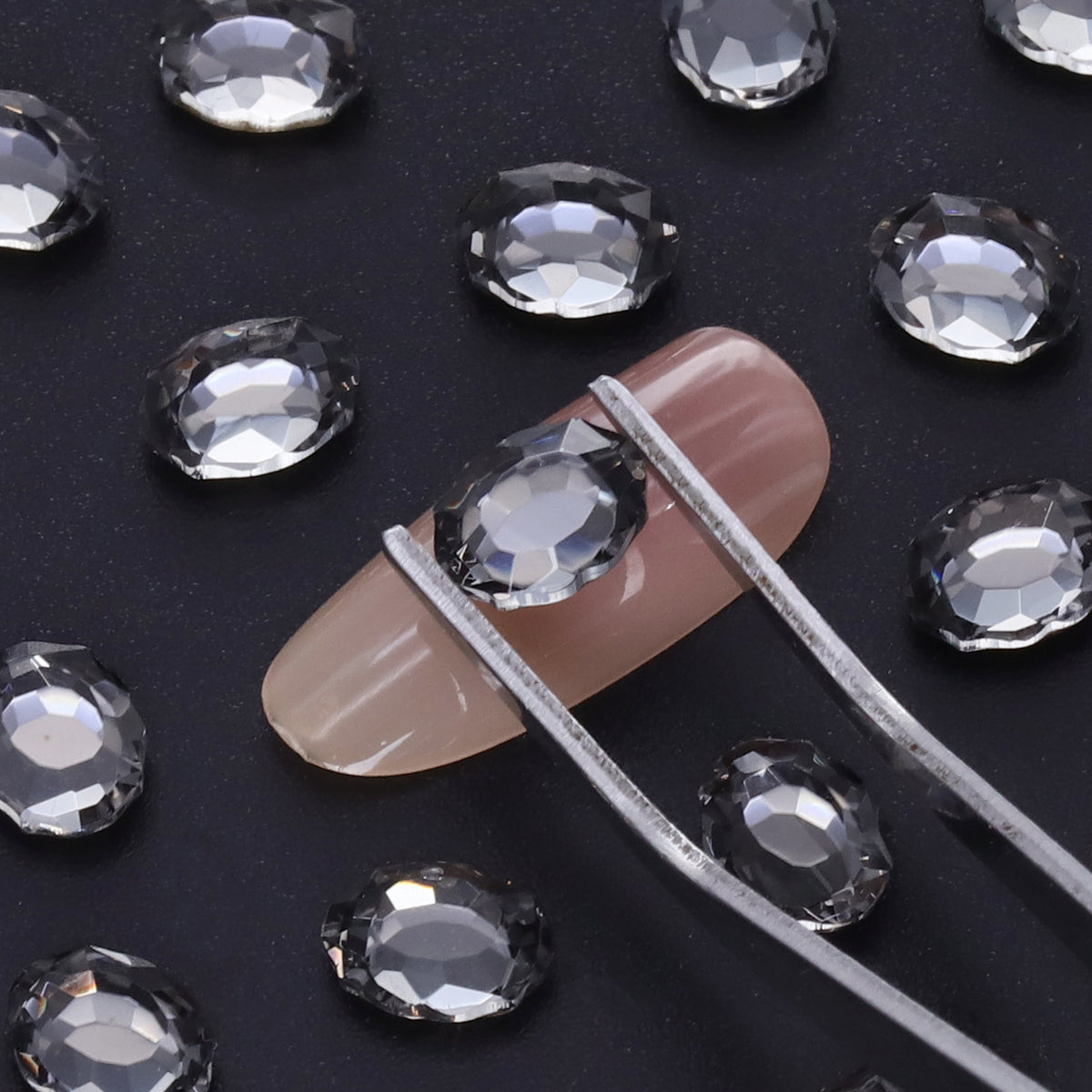 Black Diamond Magic Mirror Shape Pointed Back Fancy Rhinestones For Nail Art