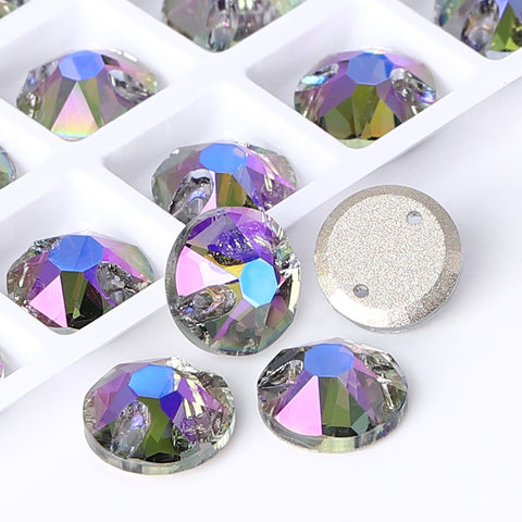 Black Diamond Shimmer XIRIUS Round Shape High Quality Glass Sew-on Rhinestones Secondary image
